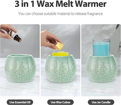 STAR MOON Ceramic Skull Wax Melt Warmer Electric Scentsy Warmer Home Fragrance Oil Diffuser Wax Melter Burner for Home Decor/Office/Living Room,Ideal Gifts,Two Bulbs Packed- Resurgent Skull