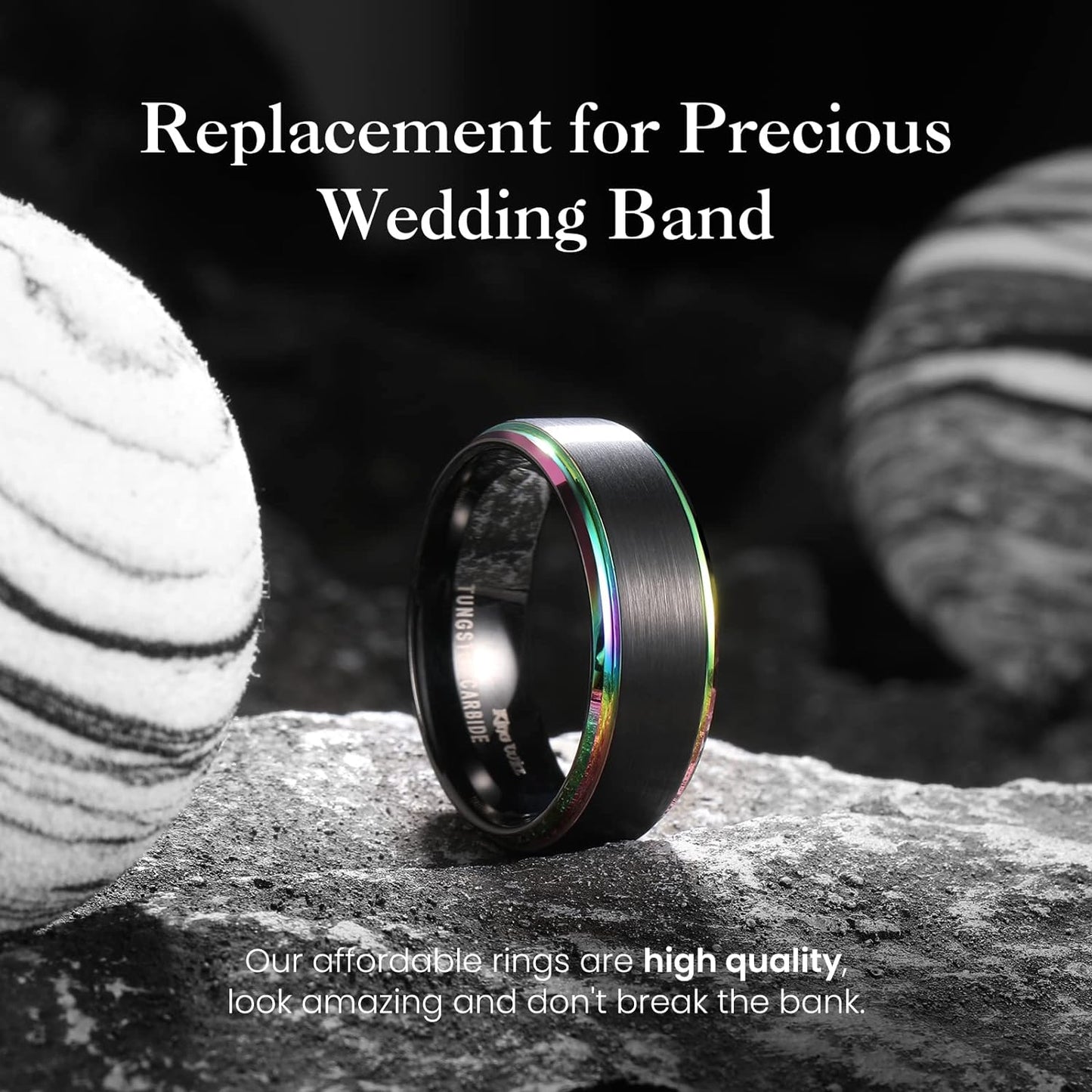 King Will Duo 8mm/10mm Mens Brushed Tungsten Carbide Wedding Band Ring Polish Finished Comfort Fit Black/Silver/Blue/Gold/Rose Gold