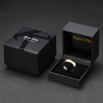 King Will 8mm Men's Tungsten Carbide Silver/Gold/Rose Gold Ring Gold Domed High Polished/Grooved/Faceted/Sandstone Sticker Inlay Step Edge Comfort Fit Wedding Ring