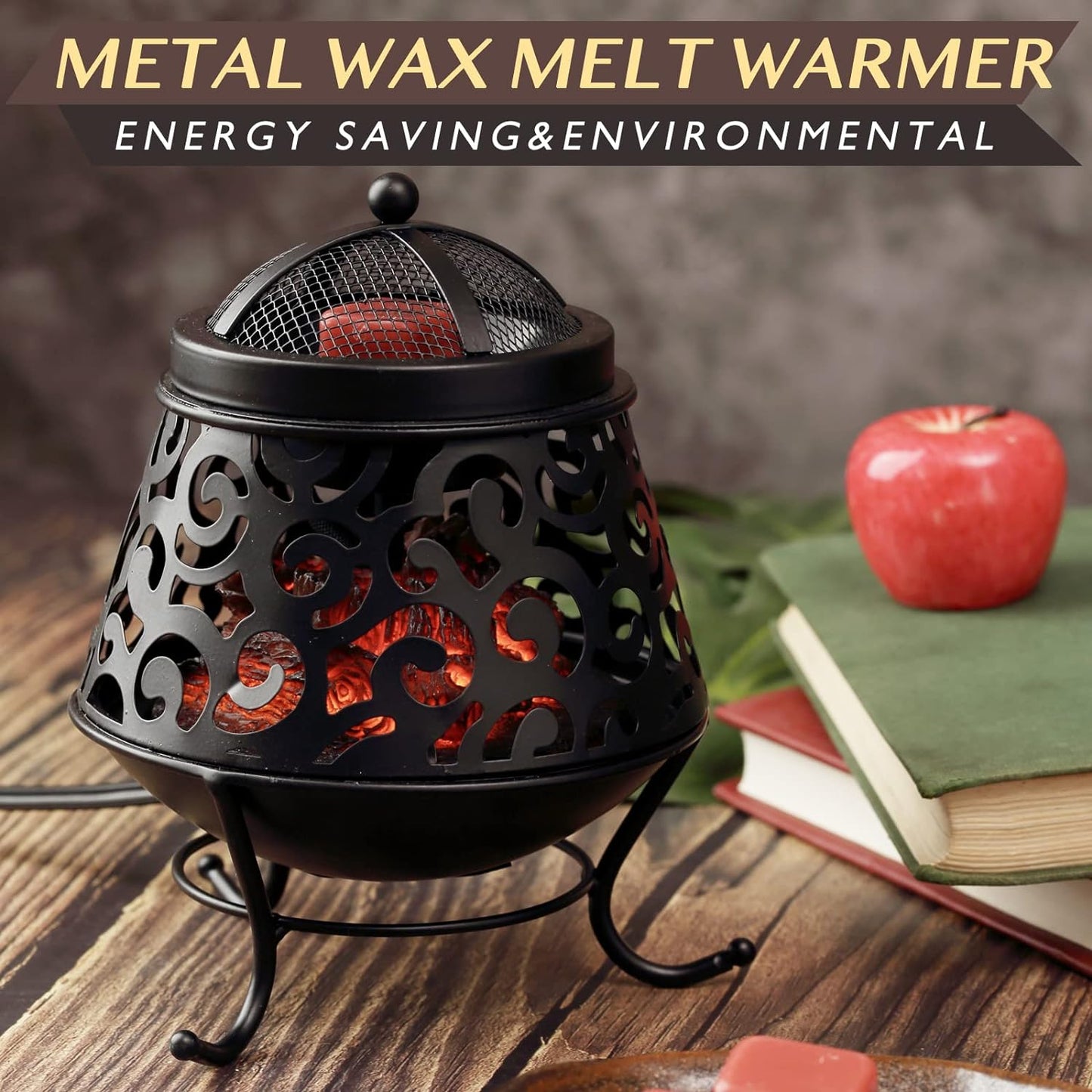 NAFANG Fireplace Wax Warmer,Wax Melt Warmer for Scented Wax Melts and Tarts,Electric Wax Warmer,Candle Wax Burner Fragrance Warmer for Home Decor Spa and Aromatherapy(Dustproof Glass)