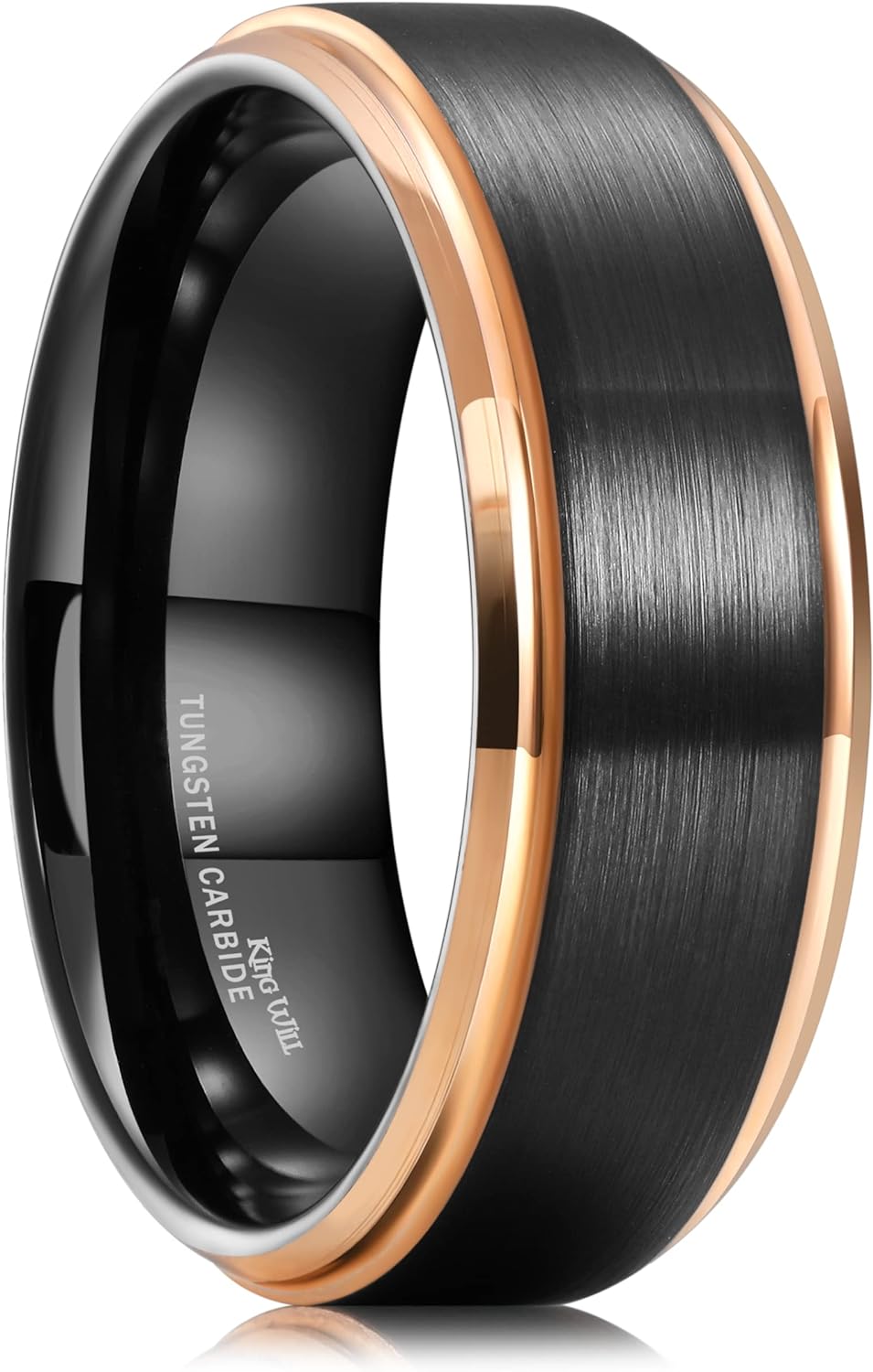 King Will Duo 8mm/10mm Mens Brushed Tungsten Carbide Wedding Band Ring Polish Finished Comfort Fit Black/Silver/Blue/Gold/Rose Gold