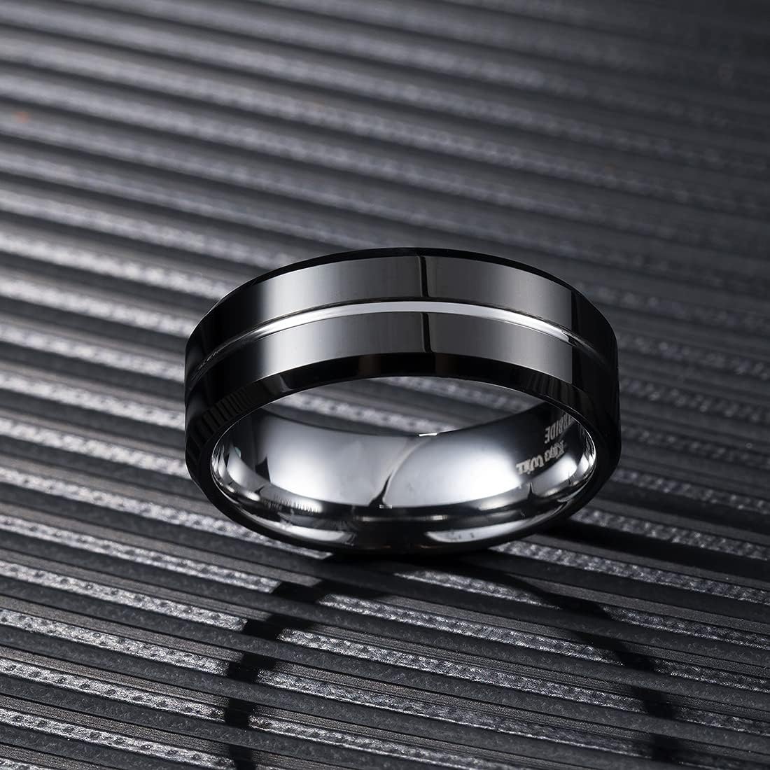 King Will Classic Tungsten Carbide Wedding Band Ring for Men - Available in Black, Silver, Gold, Blue, Brown, Red, and Purple Grooved Center Comfort Fit Suitable For Every Day Wear