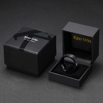 King Will Basic 6mm 7mm 8mm 9mm 10mm Men Wedding Black/Silver Tungsten Ring Matte Finish Beveled Polished Edge Comfort Fit