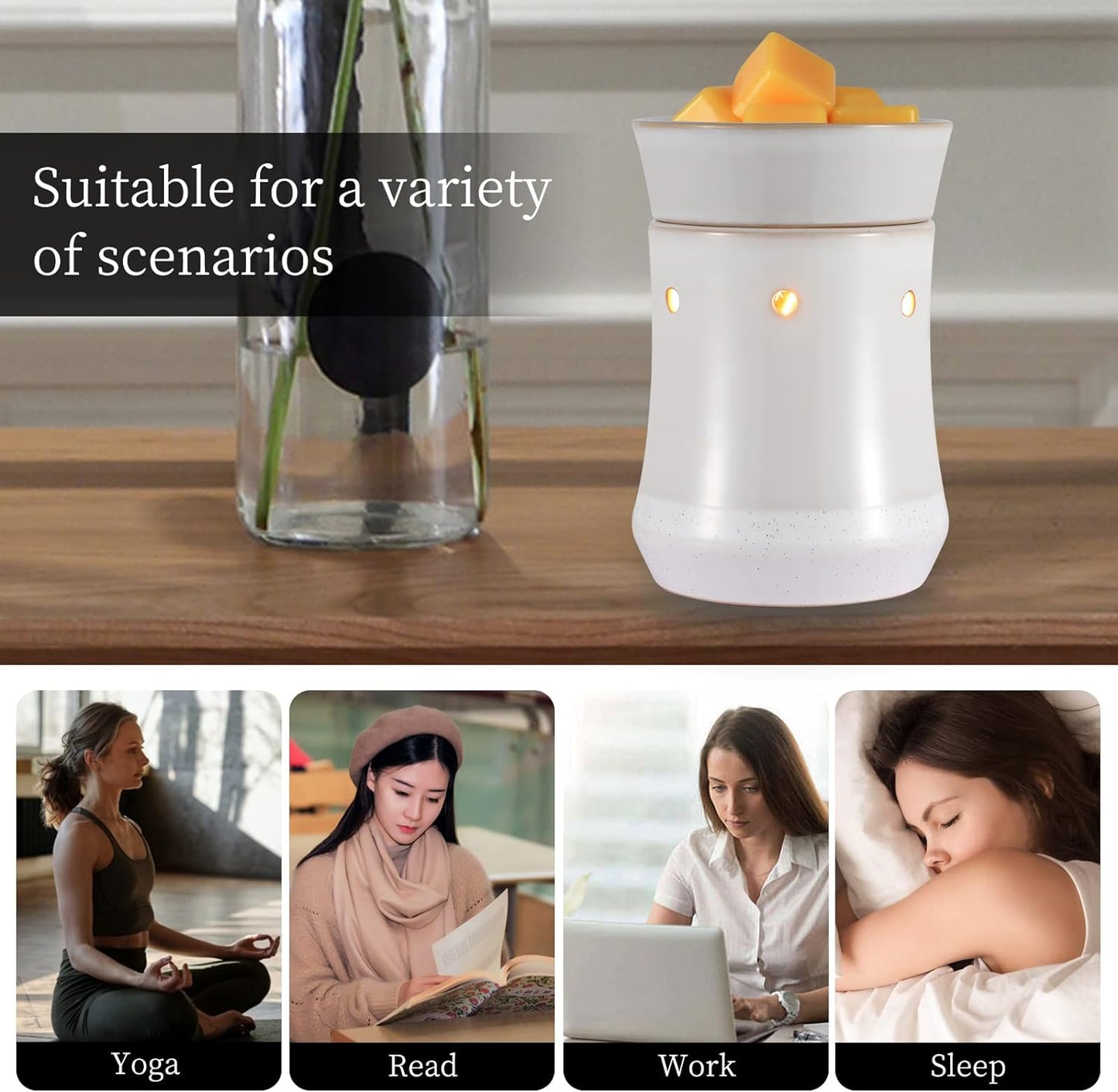 Metal Wax Warmer Electric,Wax melt Warmer,Candle Wax Burner, Candle Warmer,Candle Melter,for Home Office Décor and Gifts for Holiday（Moon/Flower Fairy）…