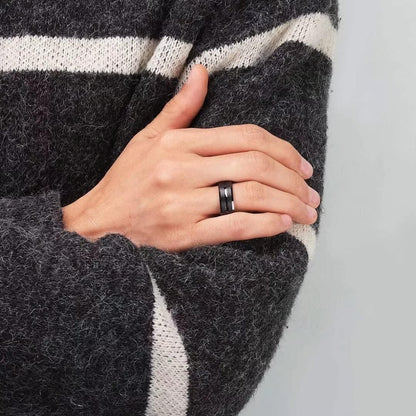 King Will Classic Tungsten Carbide Wedding Band Ring for Men - Available in Black, Silver, Gold, Blue, Brown, Red, and Purple Grooved Center Comfort Fit Suitable For Every Day Wear