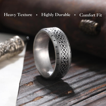 King Will Stainless Steel Wedding Band for Men - 8mm Black Silver Plated High Polished Inlay Celtic knot Ring for Everyday Wear Comfort Fit