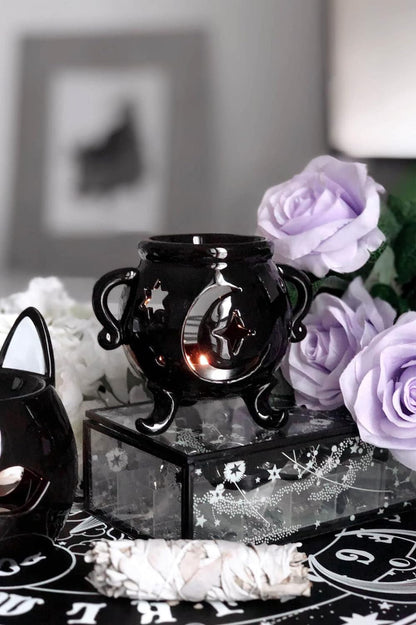 Killstar Cauldron Stars Moon Gothic Ceramic Oil Burner Wax Warmer