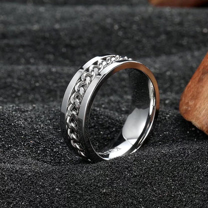 King Will Intertwine 8mm Spinner Ring Stainless Steel Fidget Ring Anxiety Ring for Men Black/Blue/Silver/Gold Fidget Anxiety Ring
