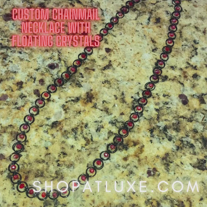 Custom Crafted 30 Inch Chainmail Necklace With Floating Crystals