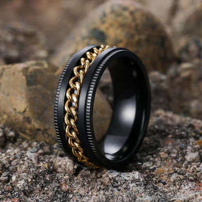 King Will Intertwine 8mm Spinner Ring Stainless Steel Fidget Ring Anxiety Ring for Men Black/Blue/Silver/Gold Fidget Anxiety Ring