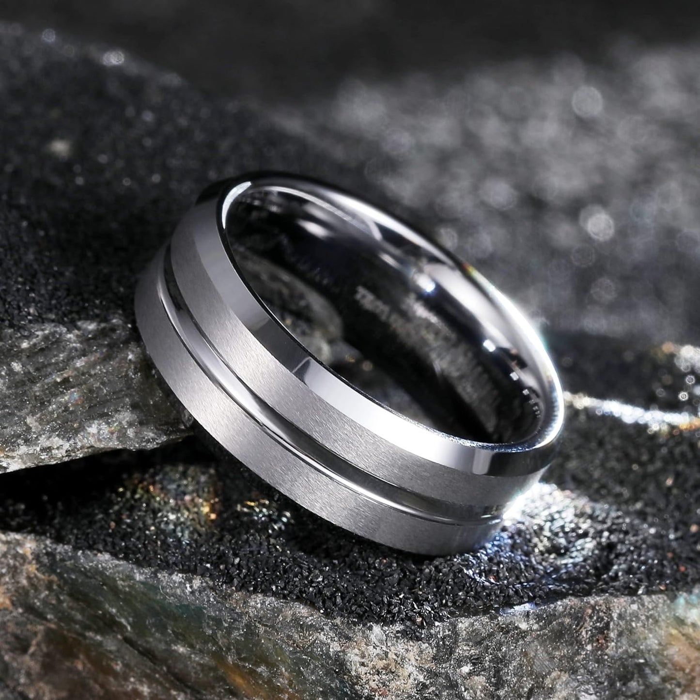 King Will Classic Tungsten Carbide Wedding Band Ring for Men - Available in Black, Silver, Gold, Blue, Brown, Red, and Purple Grooved Center Comfort Fit Suitable For Every Day Wear
