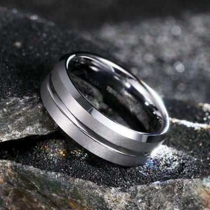 King Will Classic Tungsten Carbide Wedding Band Ring for Men - Available in Black, Silver, Gold, Blue, Brown, Red, and Purple Grooved Center Comfort Fit Suitable For Every Day Wear