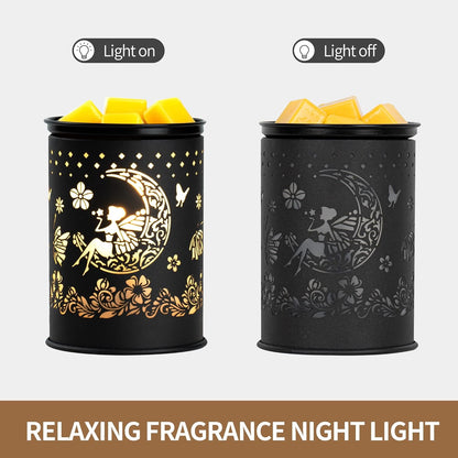 Metal Wax Warmer Electric,Wax melt Warmer,Candle Wax Burner, Candle Warmer,Candle Melter,for Home Office Décor and Gifts for Holiday（Moon/Flower Fairy）…