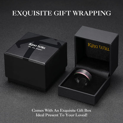 King Will Duo 8mm/10mm Mens Brushed Tungsten Carbide Wedding Band Ring Polish Finished Comfort Fit Black/Silver/Blue/Gold/Rose Gold
