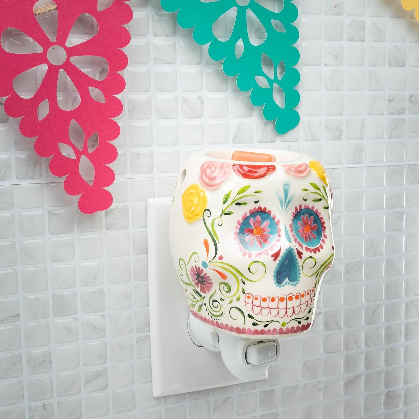 Scentsationals Day of The Dead Collection Scented Wax Cube Warmer Wax Melt Fragrance Melter - Electric Home Air Freshener Home Decor Candle Replacement Dia de Los Muertos Decorations Corona De Flores