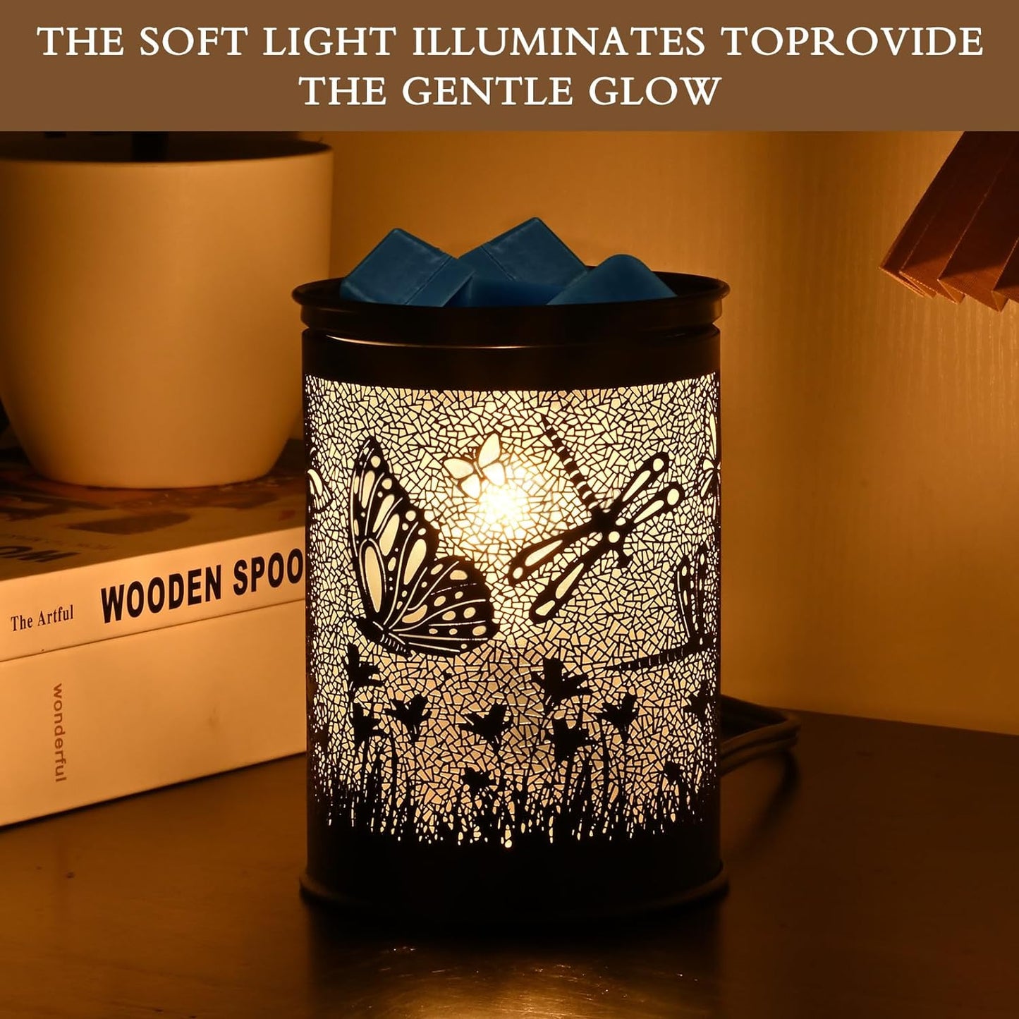 Metal Wax Warmer Electric,Wax melt Warmer,Candle Wax Burner, Candle Warmer,Candle Melter,for Home Office Décor and Gifts for Holiday（Moon/Flower Fairy）…