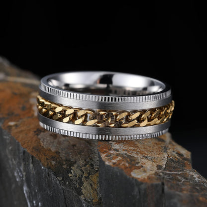 King Will Intertwine 8mm Spinner Ring Stainless Steel Fidget Ring Anxiety Ring for Men Black/Blue/Silver/Gold Fidget Anxiety Ring