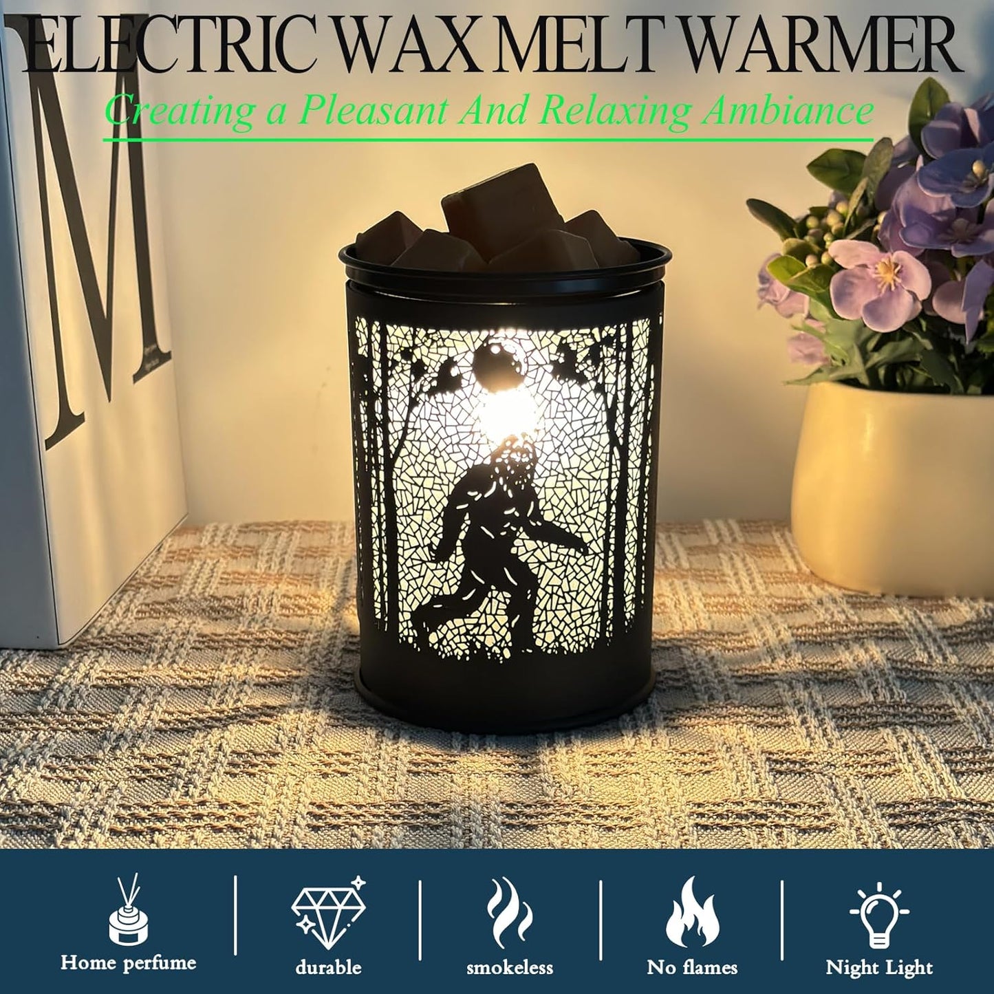 Metal Wax Warmer Electric,Wax melt Warmer,Candle Wax Burner, Candle Warmer,Candle Melter,for Home Office Décor and Gifts for Holiday（Bigfoot/Mythological Animal）…