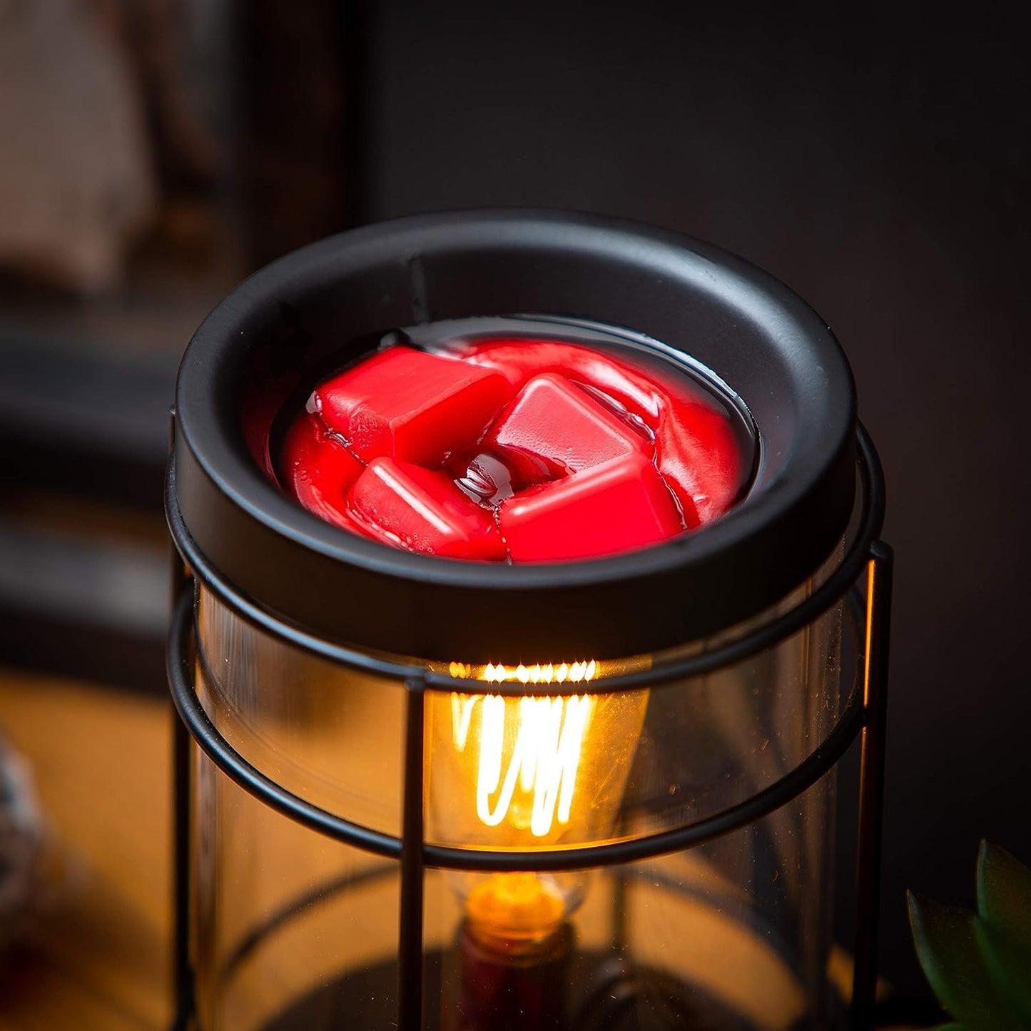 Vintage Bulb Electric Candle Wax Warmer with Timer | Gold Plug in Fragrance Warmer for Scented Wax Melts, Cubes, Tarts | Air Freshener Set for Rustic Home Décor, Office, Gifts