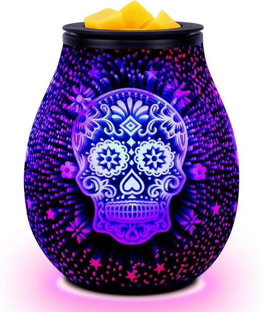 EQUSUPRO Wax Melt Warmer Wax Melter Wax Burner for Scented Wax Electric Fragrance Warmer for Wax Cubes & Tarts, Vivid 3D Design 7 Colors LED Light Gift & Decor for Home Office Studio (Fireworks-PTC)