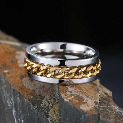 King Will Intertwine 8mm Spinner Ring Stainless Steel Fidget Ring Anxiety Ring for Men Black/Blue/Silver/Gold Fidget Anxiety Ring