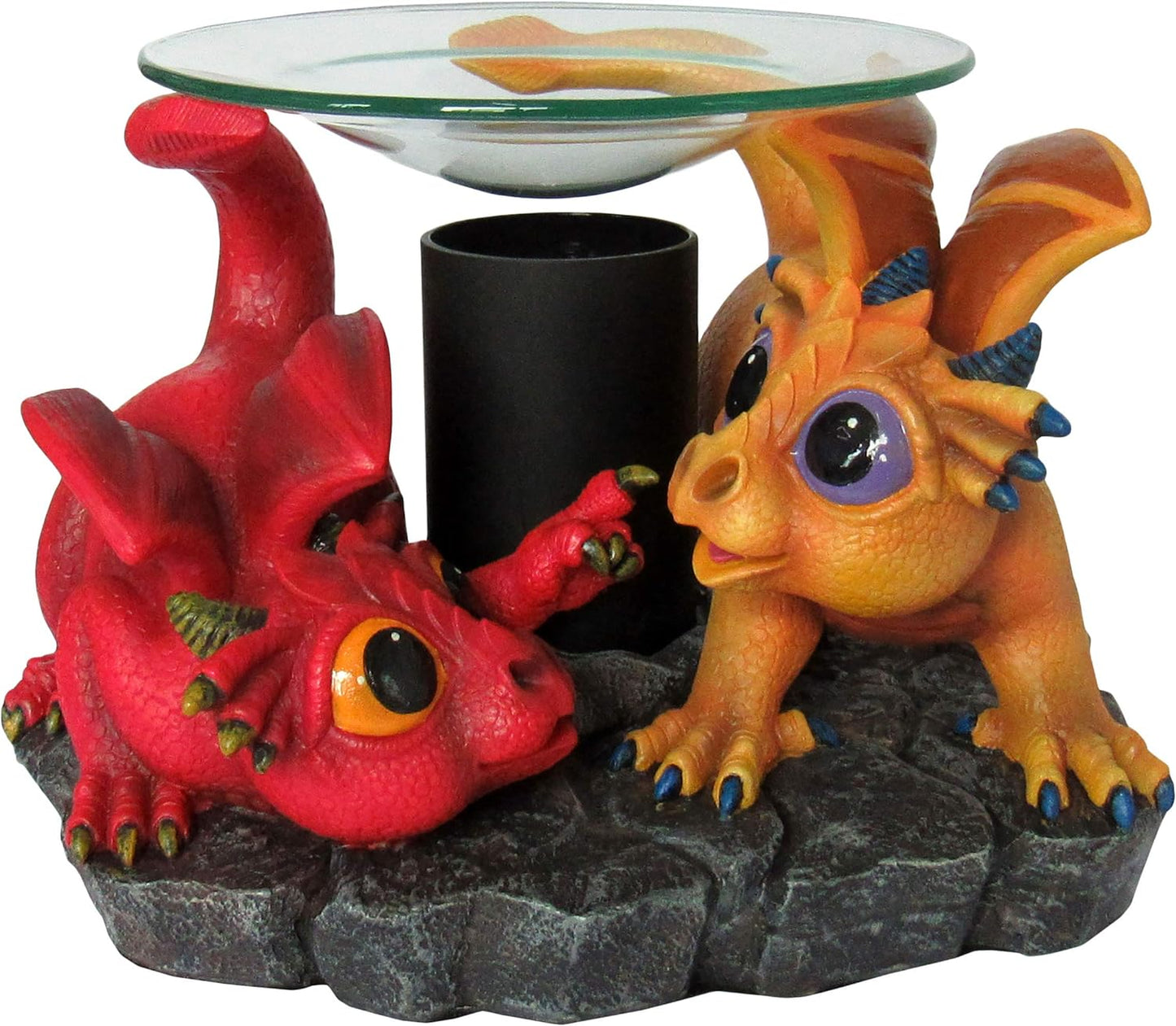 World of Wonders Mini Dragon Figurines Decorative Electric Wax Warmer Lamp | Dragon Oil Warmer Home Scent Machine | Desk Sculpture and Bookshelf Decor - 7.5"