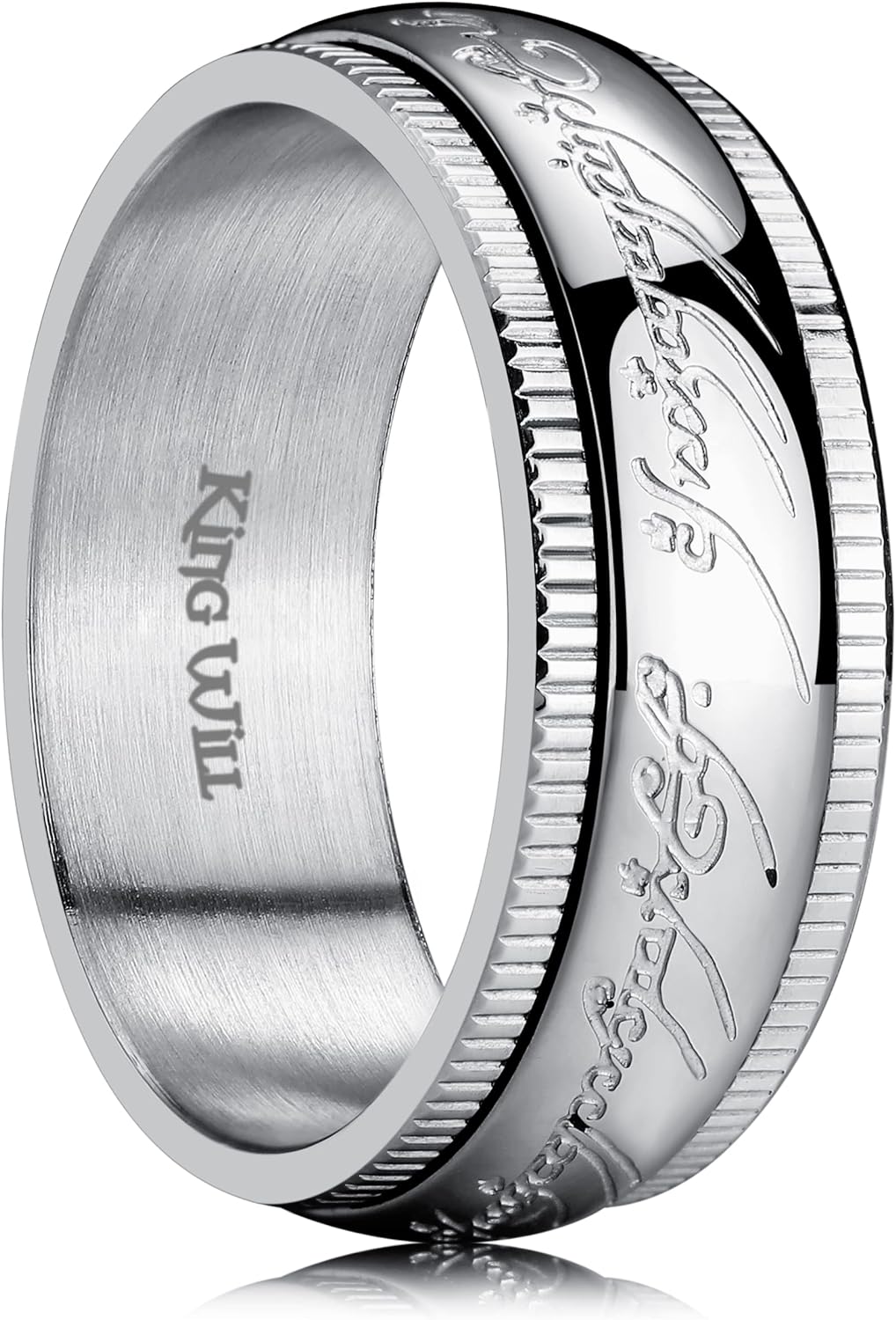 King Will 7mm 8mm One Ring for Men Lord Rings Magic Power Rings Silver Titanium Rings Wedding Band for Men Women Comfort Fit Sipnner Ring High Polished