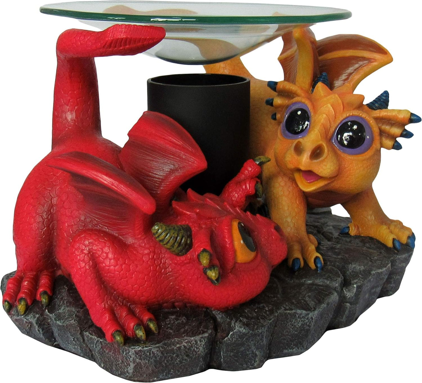 World of Wonders Mini Dragon Figurines Decorative Electric Wax Warmer Lamp | Dragon Oil Warmer Home Scent Machine | Desk Sculpture and Bookshelf Decor - 7.5"