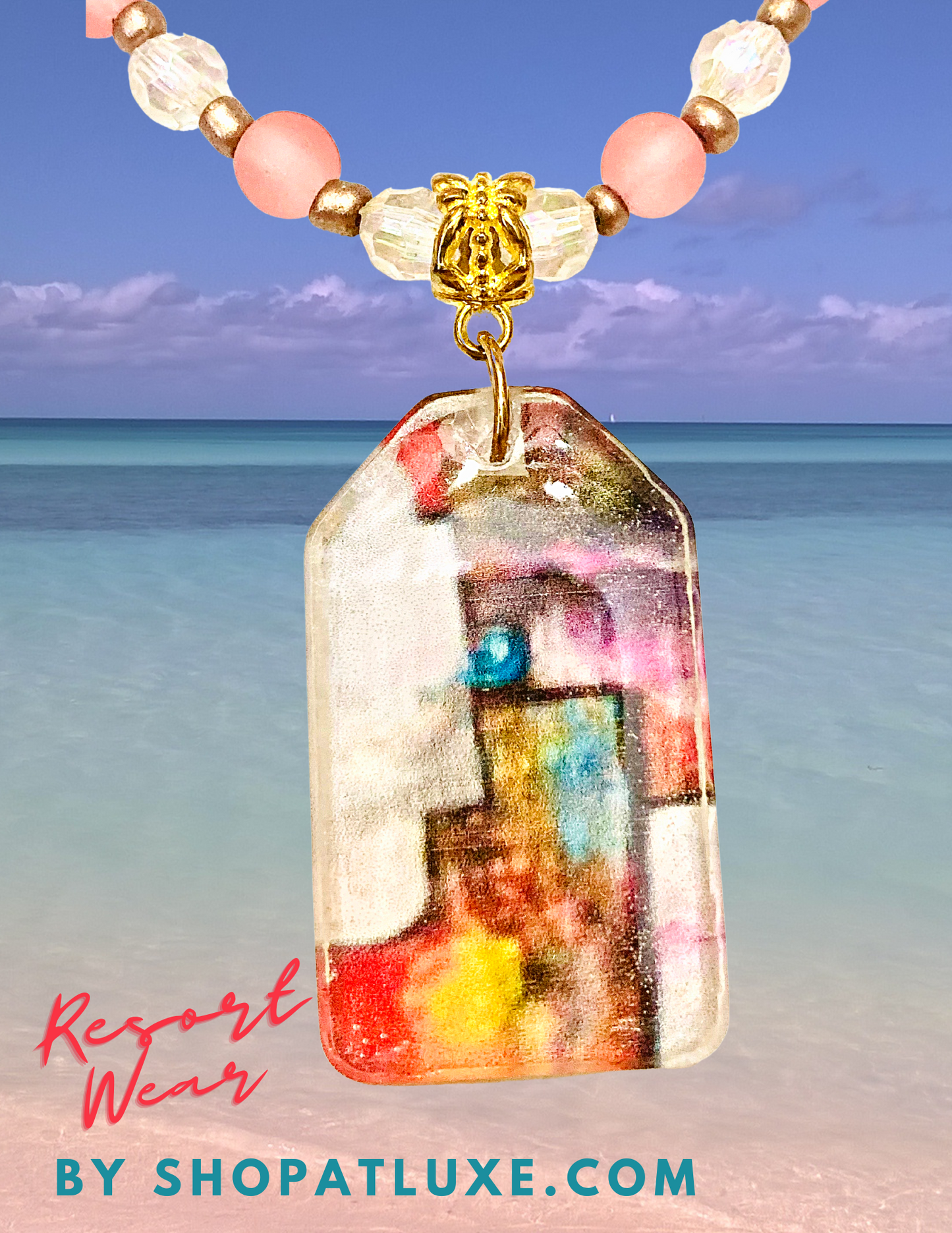 Amanda Koss Art Resort Wear Collection Necklace In Shades of Pink