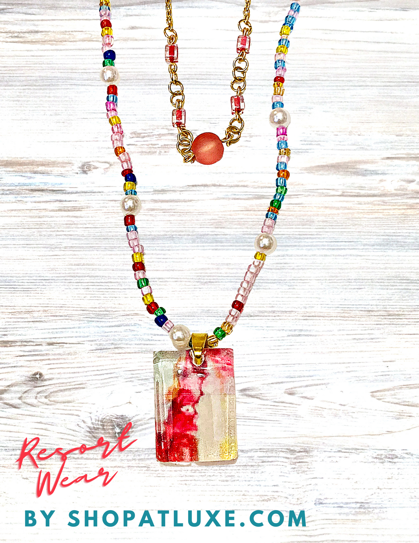 Amanda Koss Art Resort Wear Collection Necklace In Shades of Pink