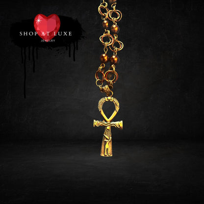 Egyptian Ankh Fertility Beaded Chainmail Necklace