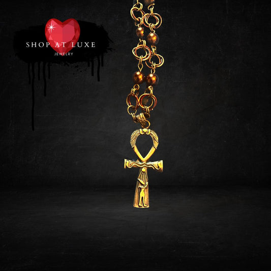 Egyptian Ankh Fertility Beaded Chainmail Necklace