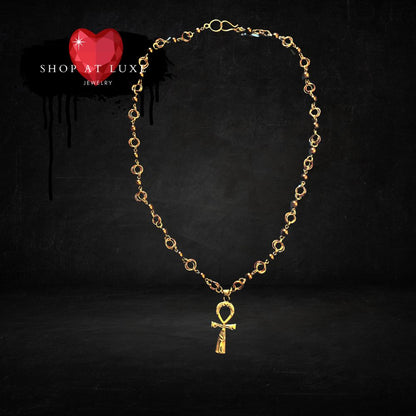 Egyptian Ankh Fertility Beaded Chainmail Necklace
