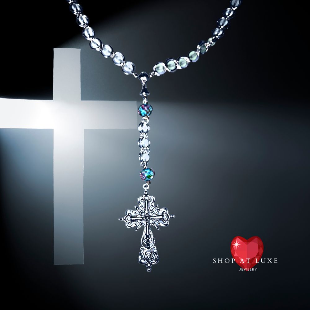 Aqua Beaded Catholic Rosary