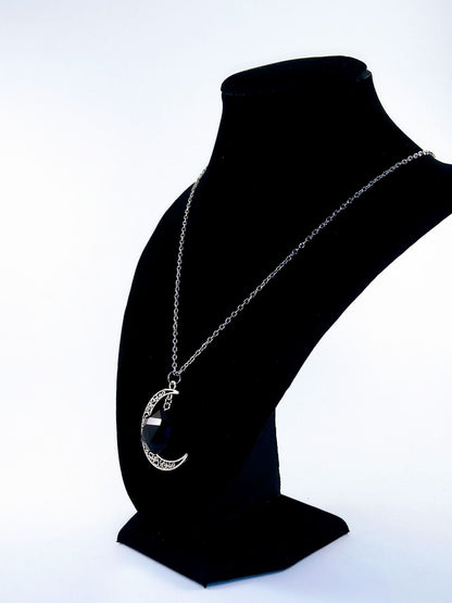 Black Onyx Aura Protector Moon Necklace