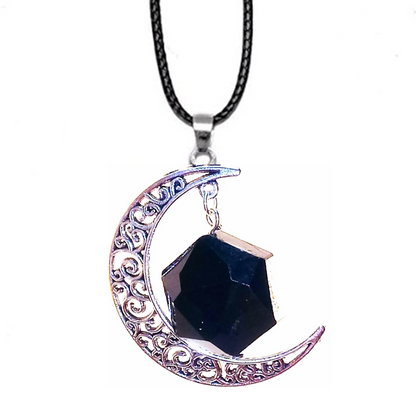 Black Onyx Aura Protector Moon Necklace