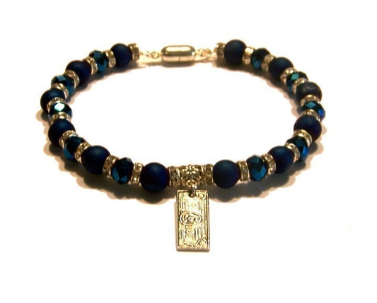 Blue Benjamins Crystal Mens Bracelet