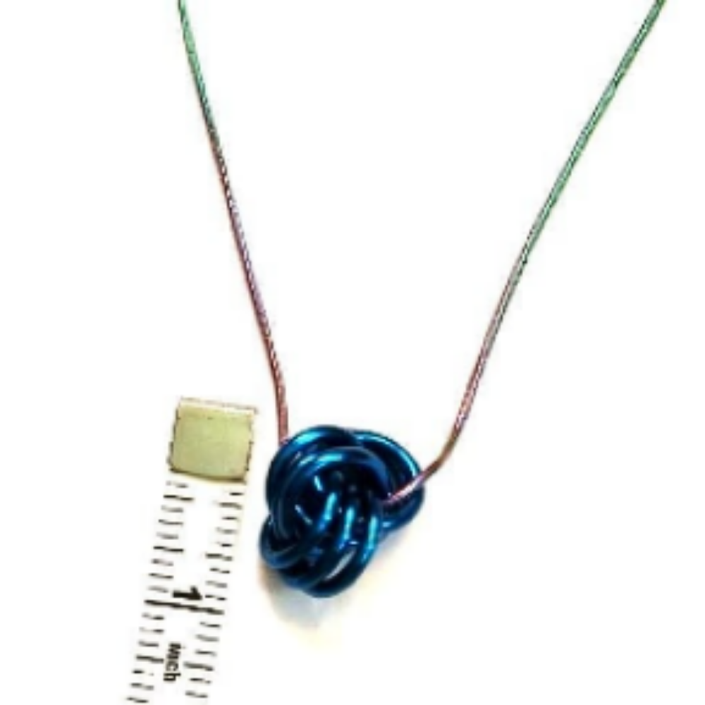 Blue Chrome Chainmail Knot Necklace