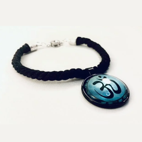 Blue Ohm Cabochon Twisted Textile Bracelet