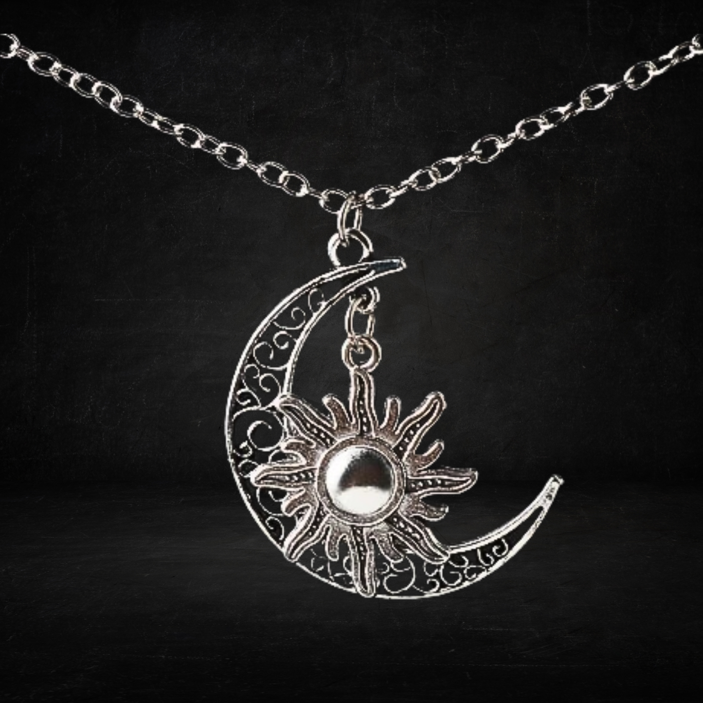 Crescent Moon And Sun Necklace
