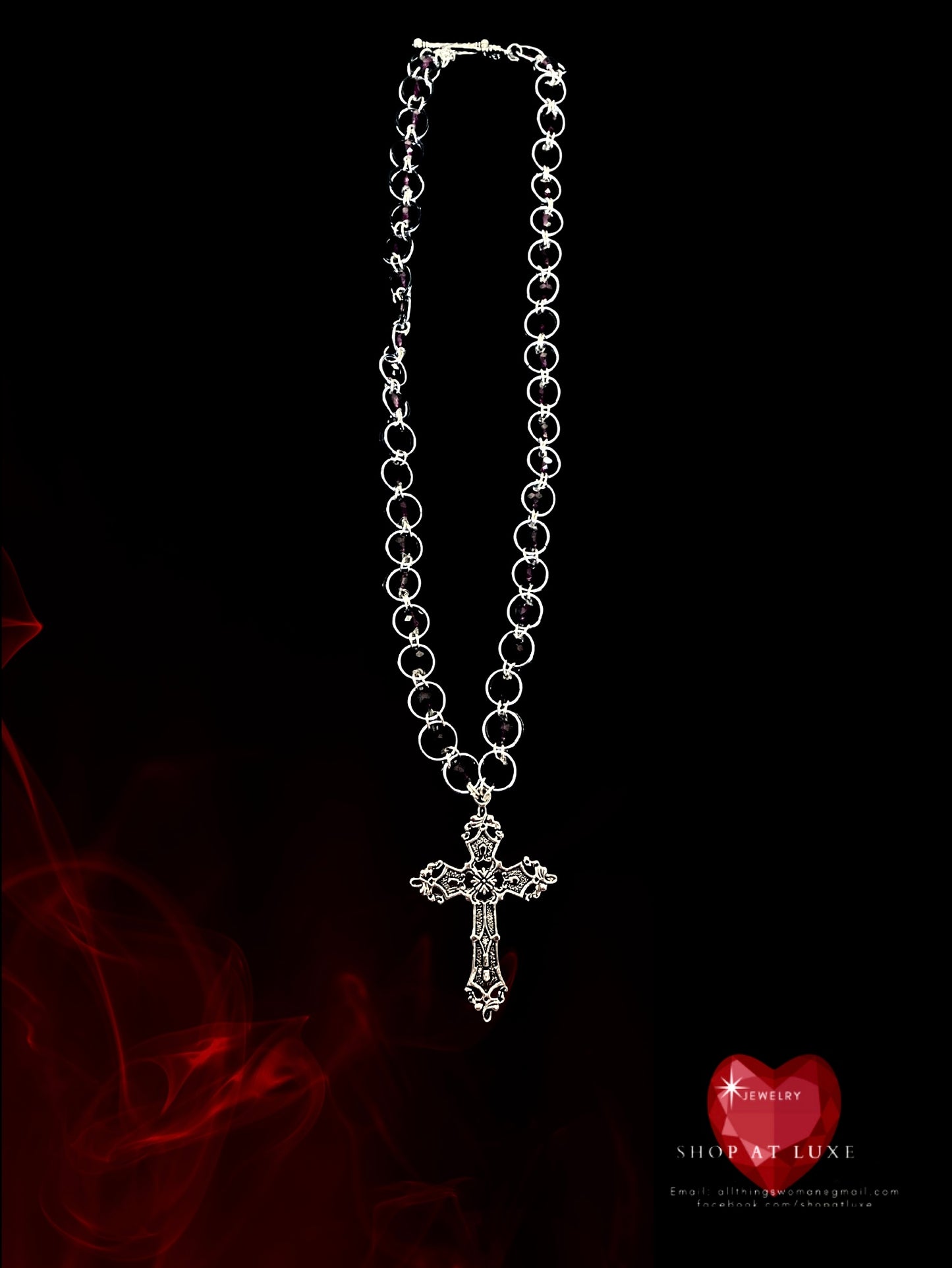 Gothic Cross Crucifix Beaded Chainmail Necklace