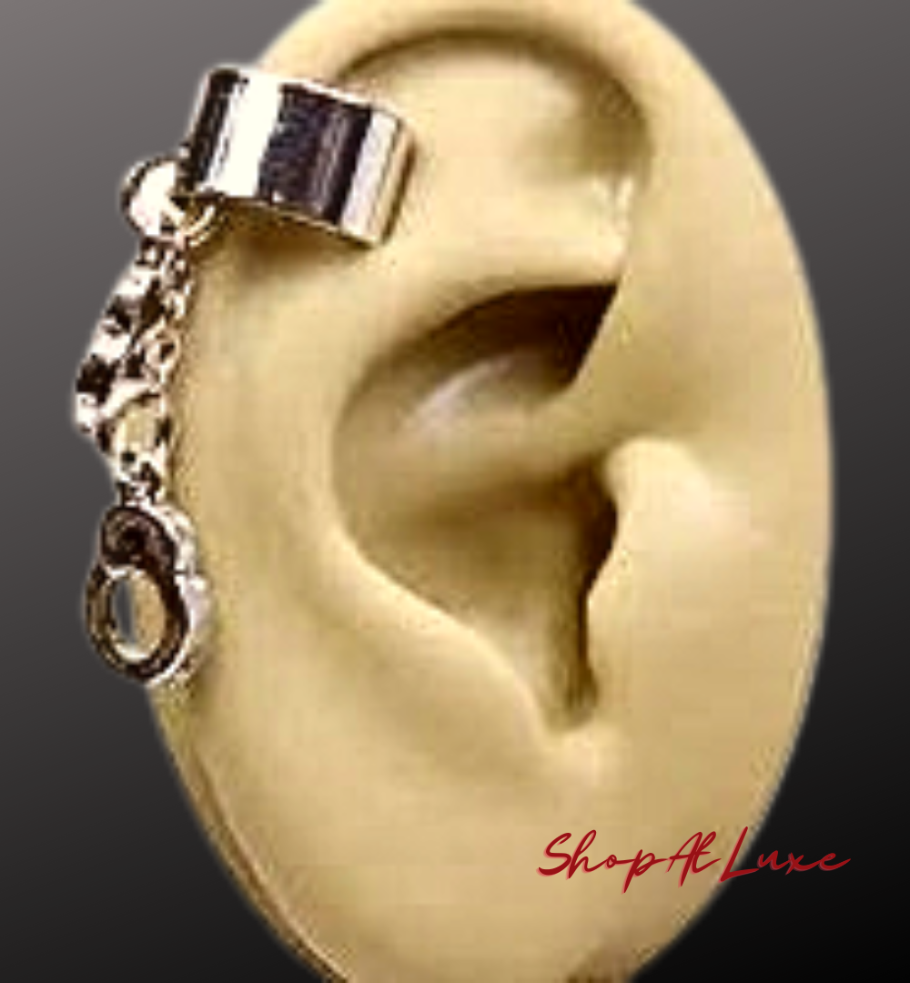 Ear Cuff With Double Handcuff Dangle