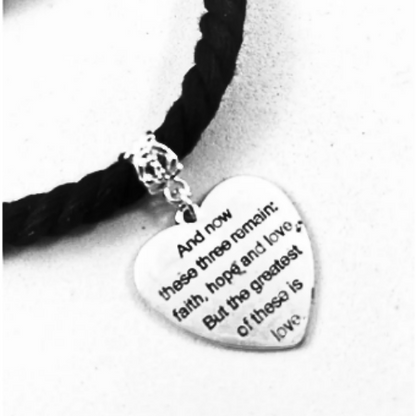 Faith Hope And Love Heart Textile Bracelet