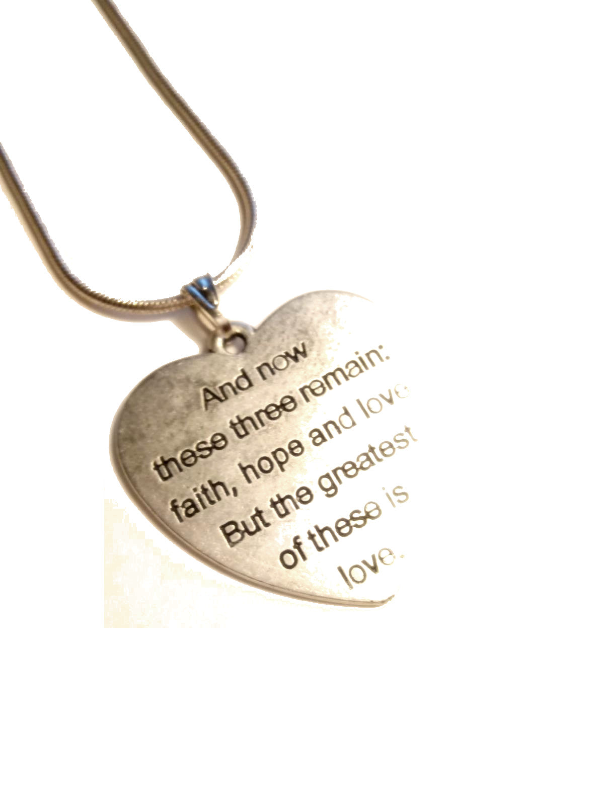 Faith Hope And Love Heart Necklace