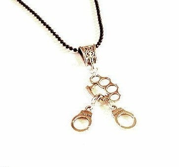 Freedom Handcuffs Brass Knuckle Necklace