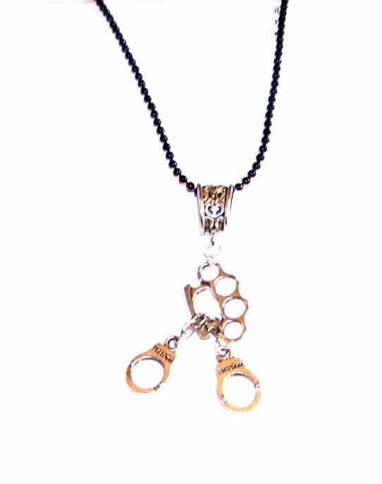 Freedom Handcuffs Brass Knuckle Necklace