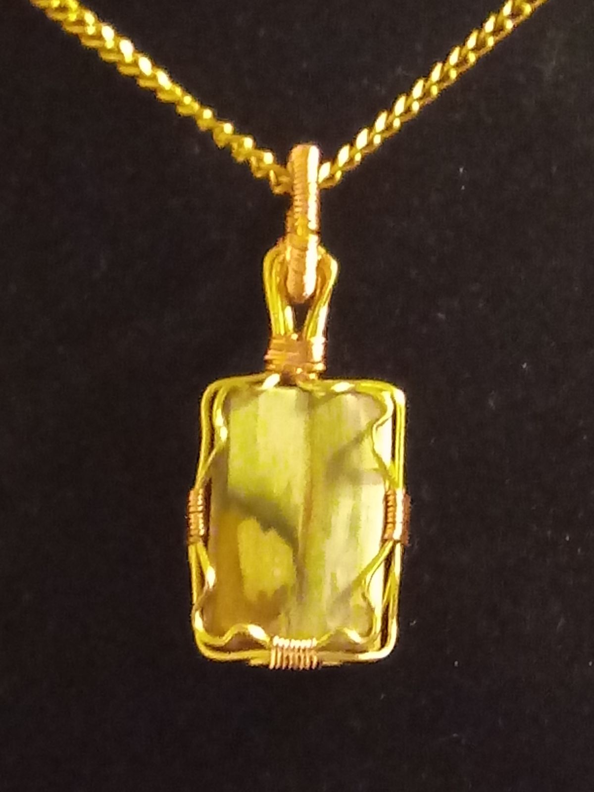 Gary Green Jasper Wire Wrapped Necklace