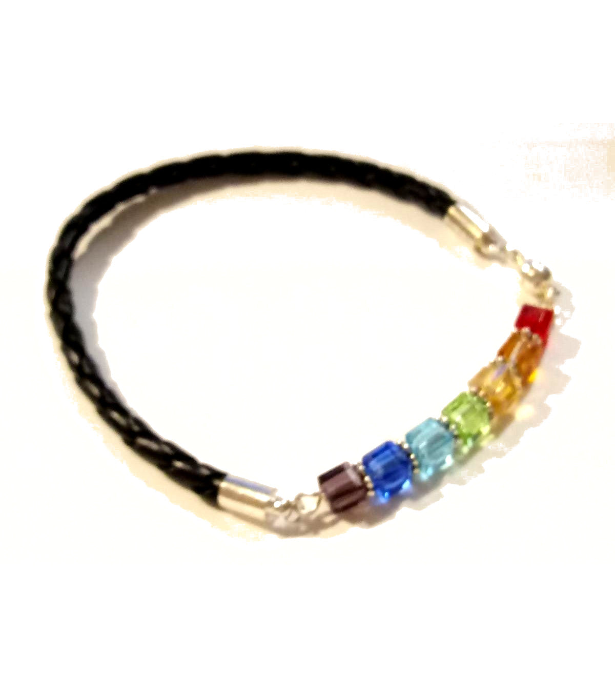 Rainbow Cubes LBGTQ Pride Leather Bracelet