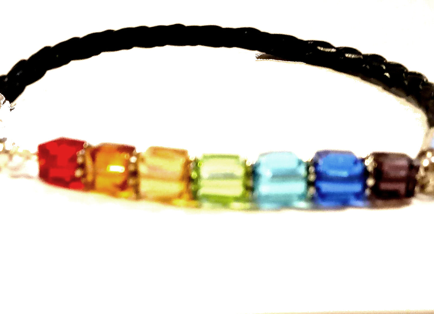 Rainbow Cubes LBGTQ Pride Leather Bracelet