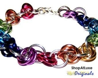 LBGTQ Pride Rainbow Chainmaille Bracelet